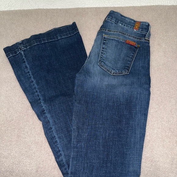 7 For All Mankind Blue Flare Wide Leg Jeans - Picture 1 of 3
